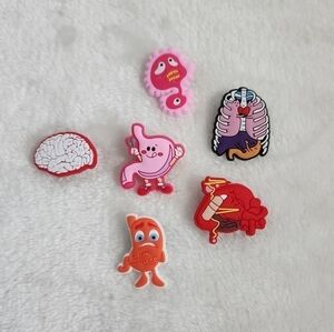 Crocs Jibbitz Medical Organs Heart Germs Rib Cage Brain Shoe Charms Set Of 6